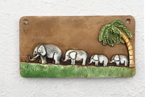 door plate "four elephants"